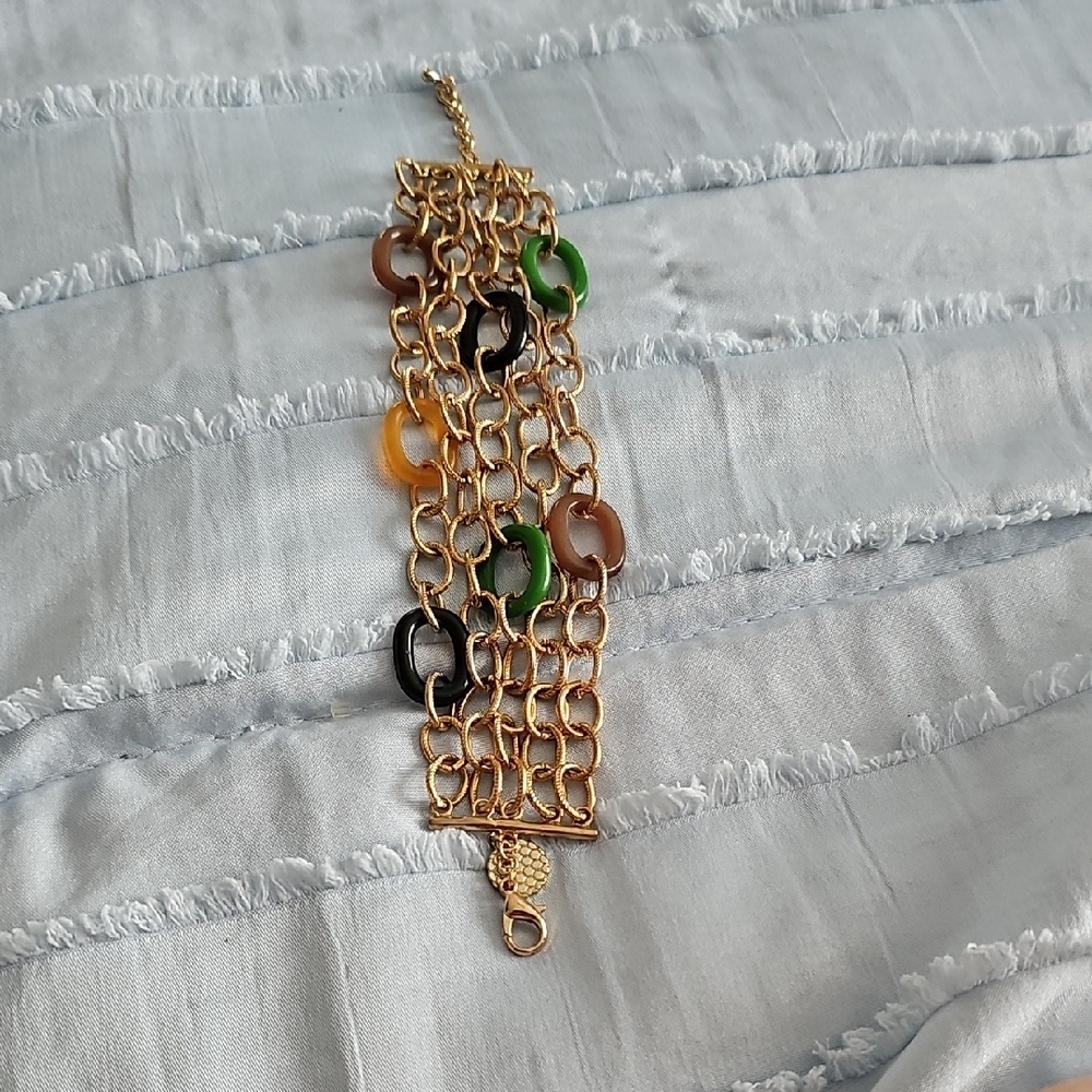 Elegant Gold Multi-Color Chain Bracelet